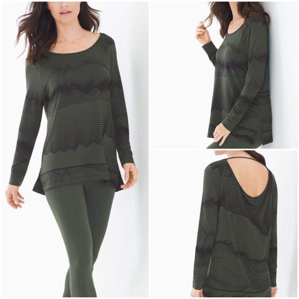 SOMA Tunic Woman's size XL Draped Back Top in Agile Lines Deep Green